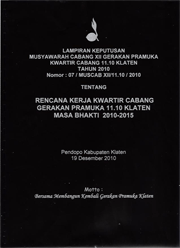 Rencana Kerja Kwarcab Klaten 2010-2015